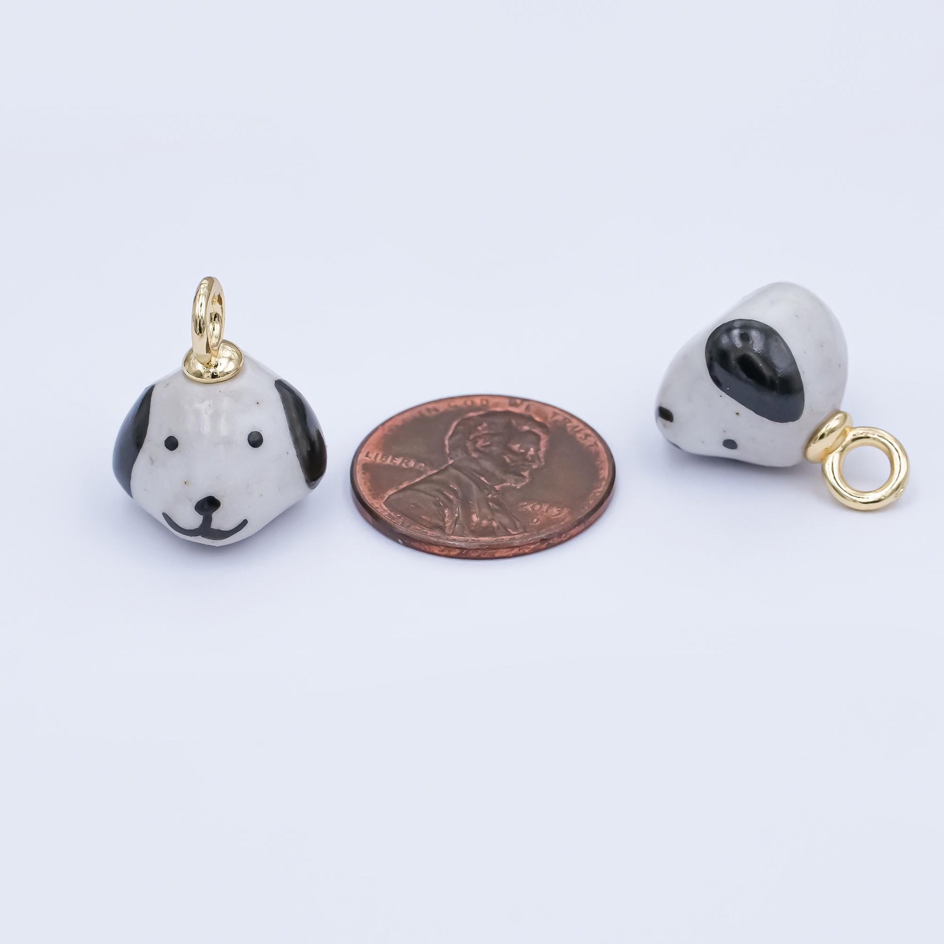 Dainty Dog ceramic charm handmade Puppy porcelain Pet Animal charm for necklace bracelet jewelry making supply N-141