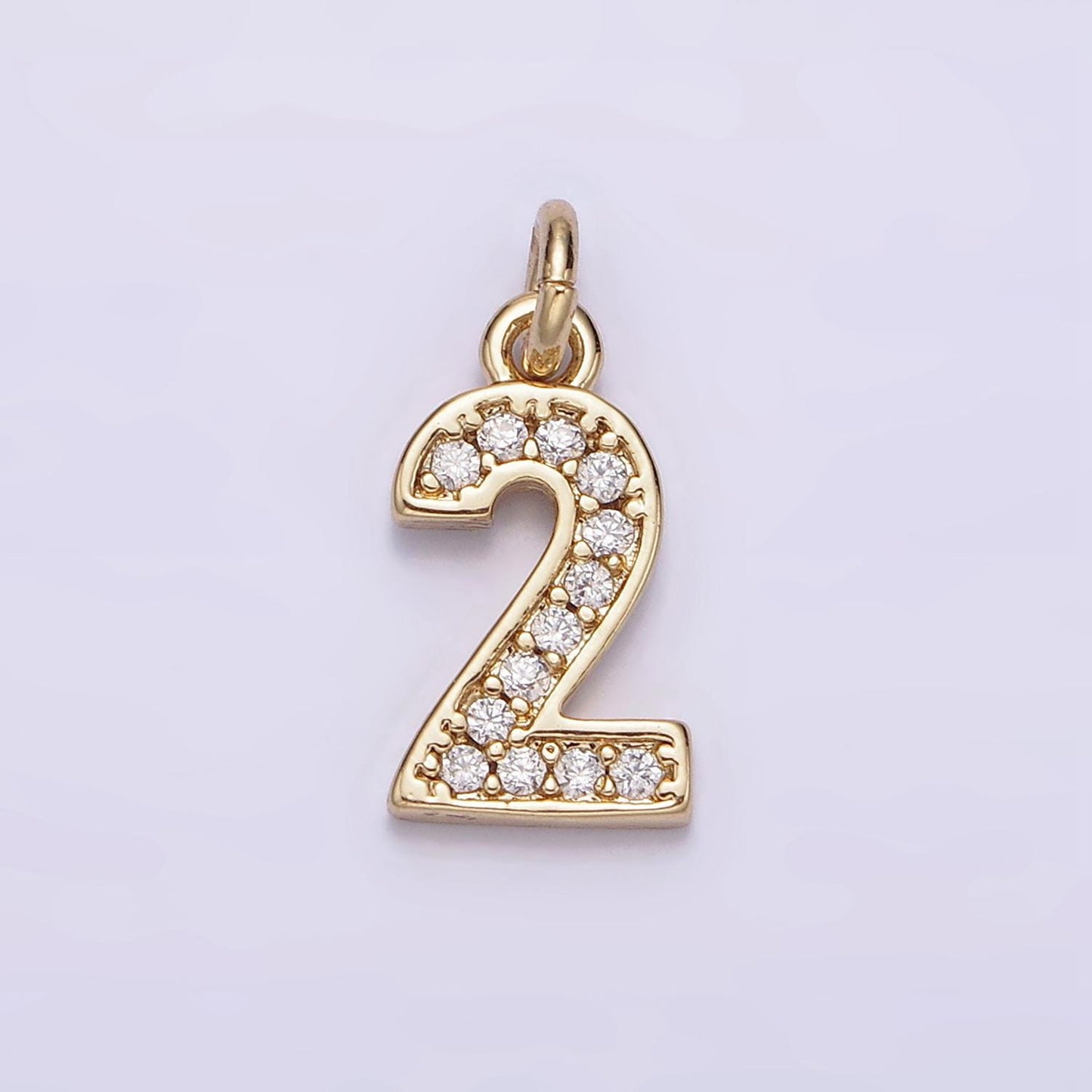 Mini Gold Number Clear Micro Paved CZ Pendant Lucky Number Age Birthday Pendant | N-1026