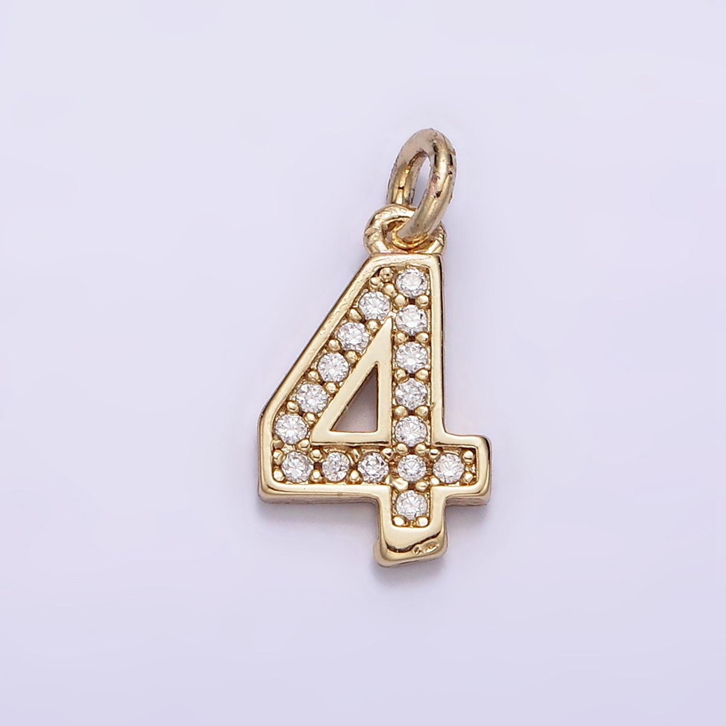 Mini Gold Number Clear Micro Paved CZ Pendant Lucky Number Age Birthday Pendant | N-1026