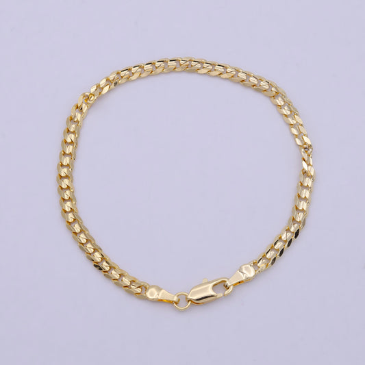 Gold Bracelet ready to use gold cuban curb chain Layering bold Bracelet WA-847