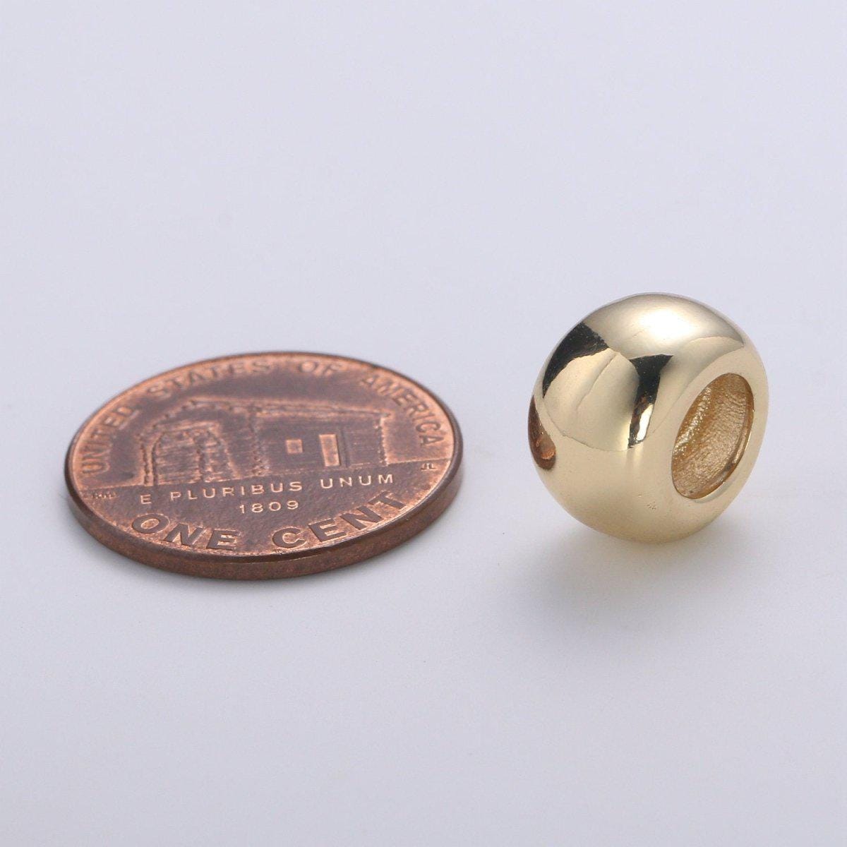 Donut Beads - Large Hole Beads - Gold Beads - Beads For Bracelet Leather - Tibetan Beads - 12x8mm - 6mm Hole B-374