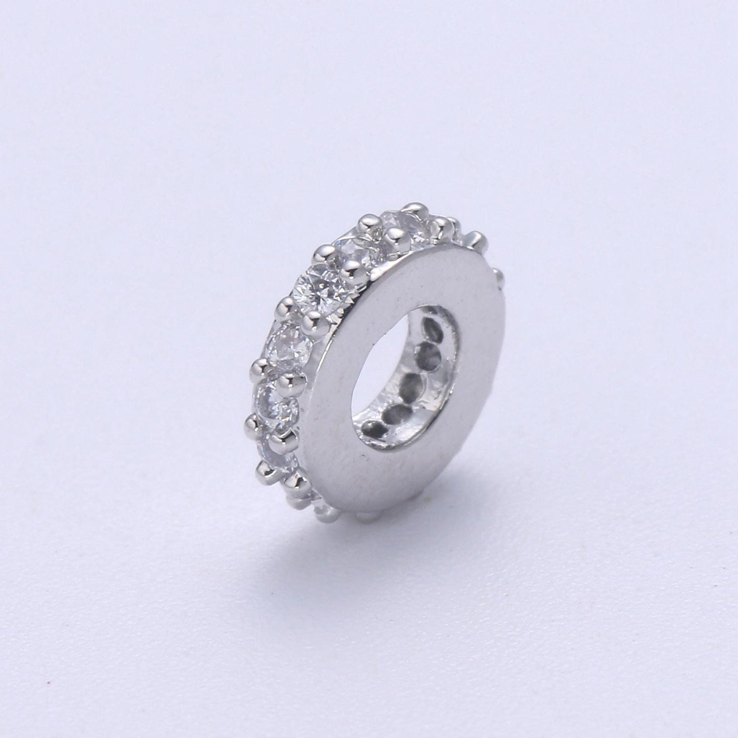 Gold micro pave Round beads charms 24k gold filled Donut spacer beads bracelet necklace for diy jewelry making supply B-693