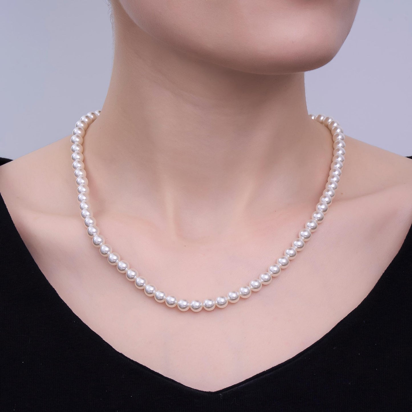 Handcrafted White Shell Pearl Necklace 17 inch + 2 inch extender for Layering minimalist Jewelry Making Supply WA2853