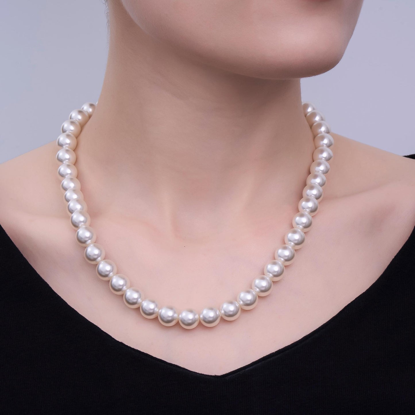 Handcrafted White Shell Pearl Necklace 17 inch + 2 inch extender for Layering minimalist Jewelry Making Supply WA2853