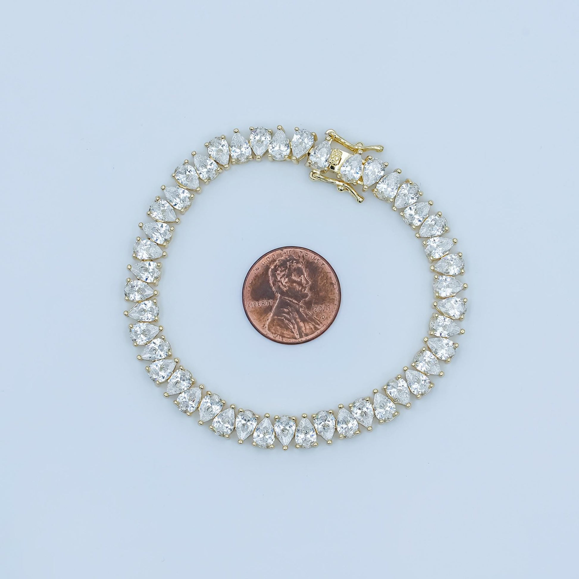 Chunky Tear Drop CZ Tennis Bracelet, Gold Silver Tennis Bracelet 7.5 inch WA-3140