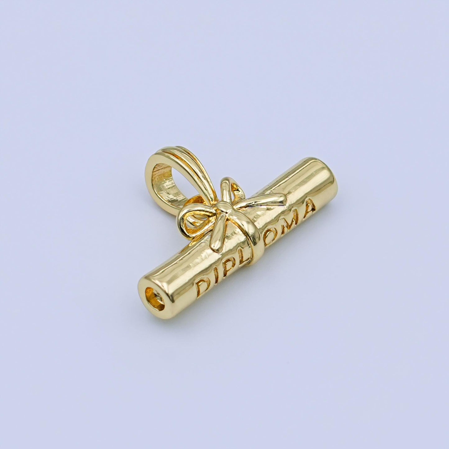 24k Gold Filed Diploma Scroll Charm Graduation Charm Necklace Gift for Her Rolled Diploma Pendant in Gold for Bracelet AA-1485