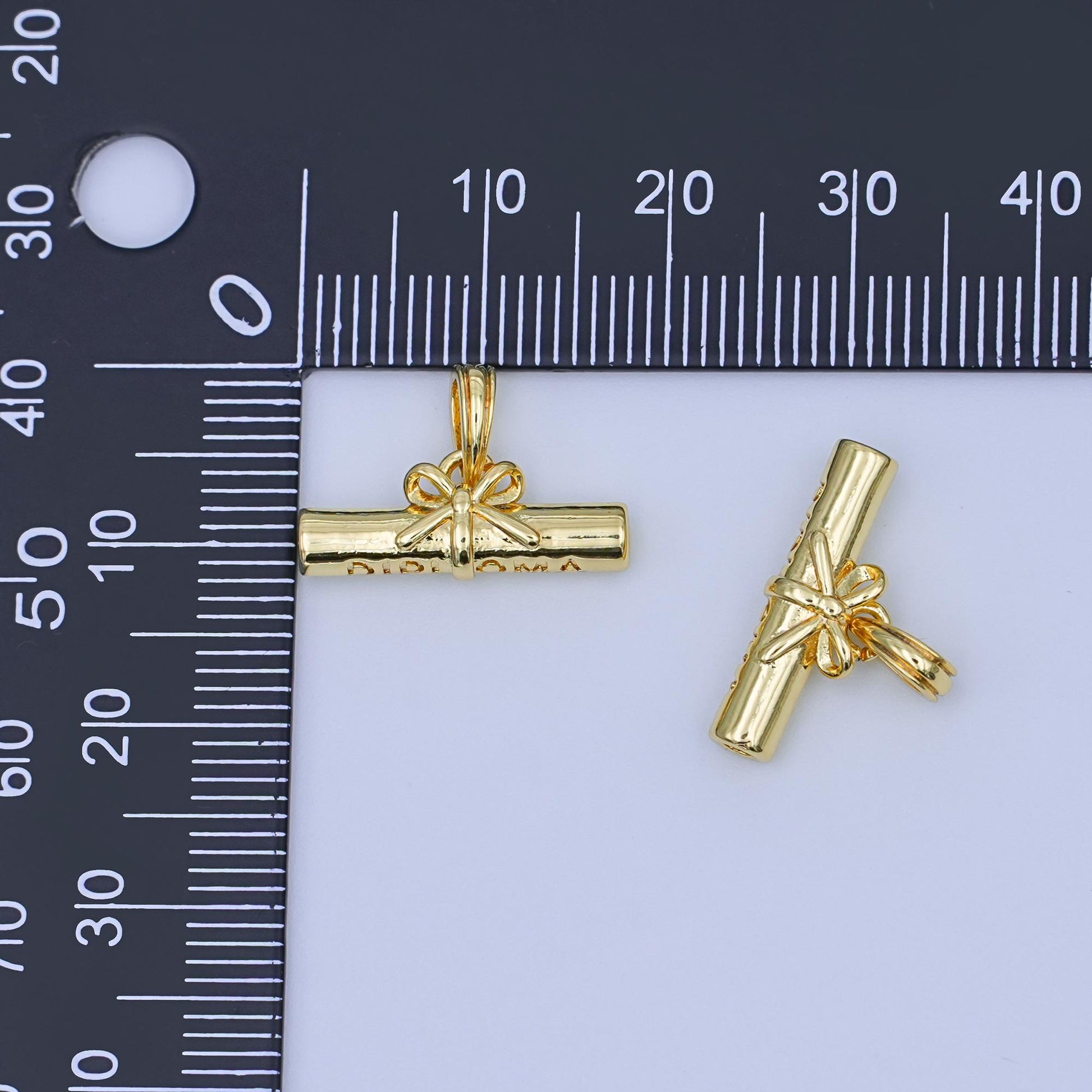 24k Gold Filed Diploma Scroll Charm Graduation Charm Necklace Gift for Her Rolled Diploma Pendant in Gold for Bracelet AA-1485
