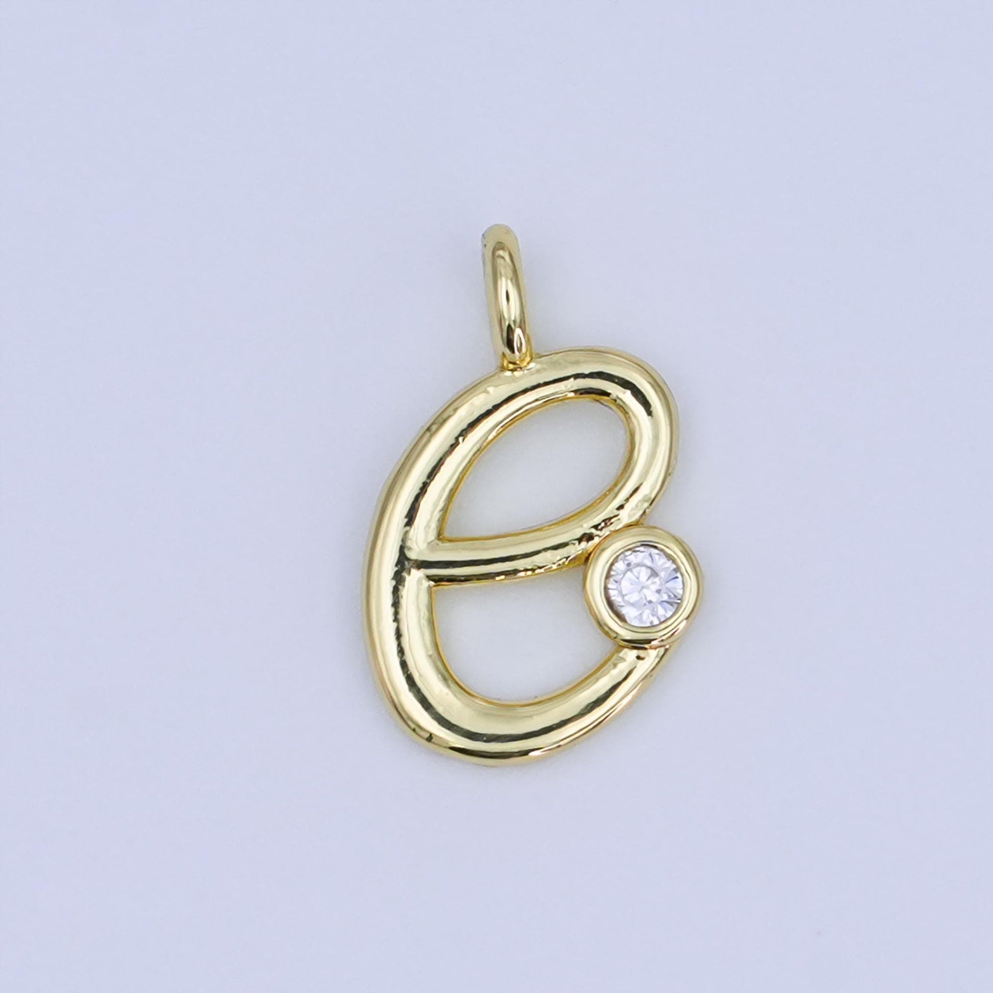 24k gold filled Cursive Love Charm Micro Pave CZ Word for bracelet necklace component add on charm | N-047