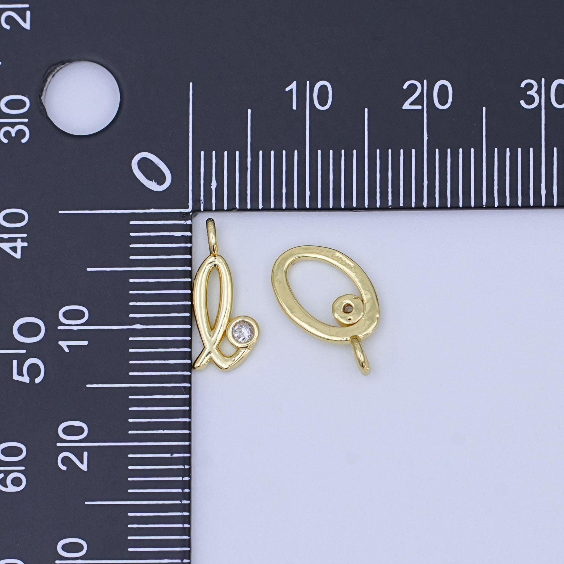 24k gold filled Cursive Love Charm Micro Pave CZ Word for bracelet necklace component add on charm | N-047