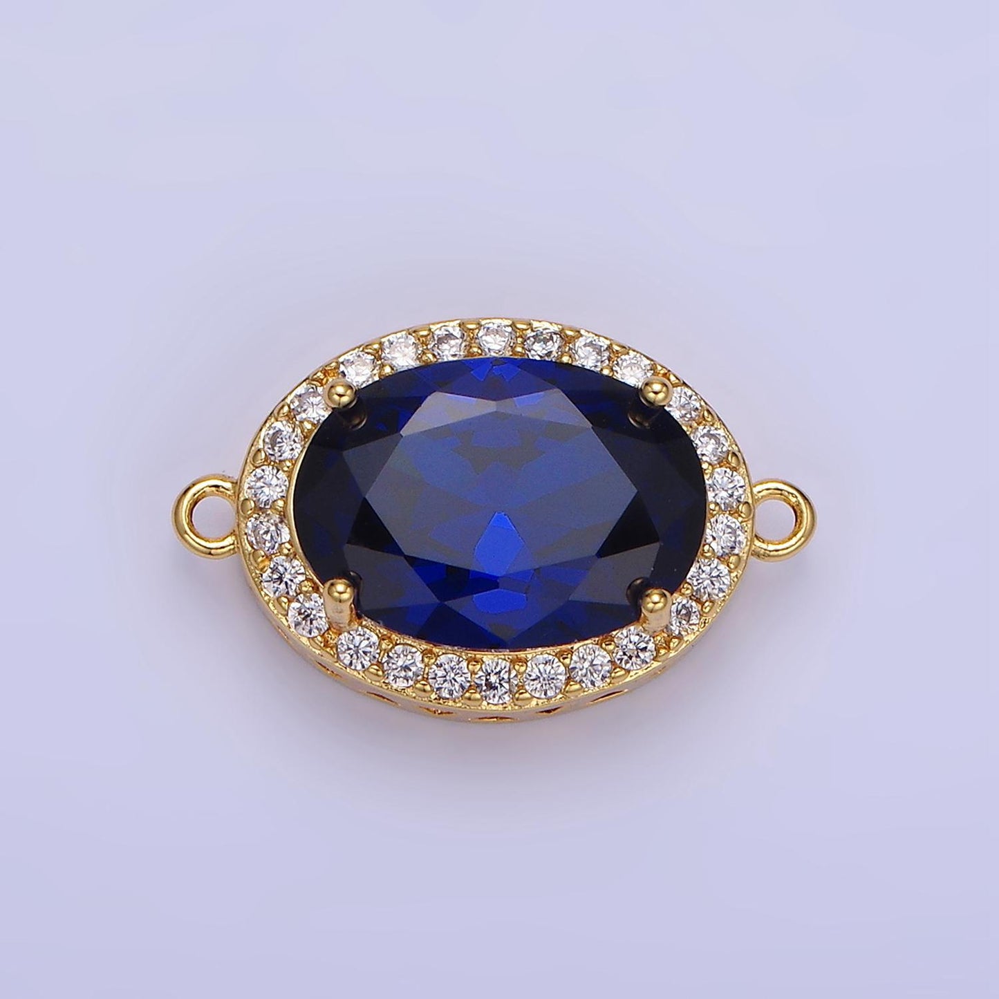 14K Gold Filled Blue, Purple, Pink, Red, Green, Orange, Blue, Olive Green CZ Micro Paved Oval Connector | G-379-G-382