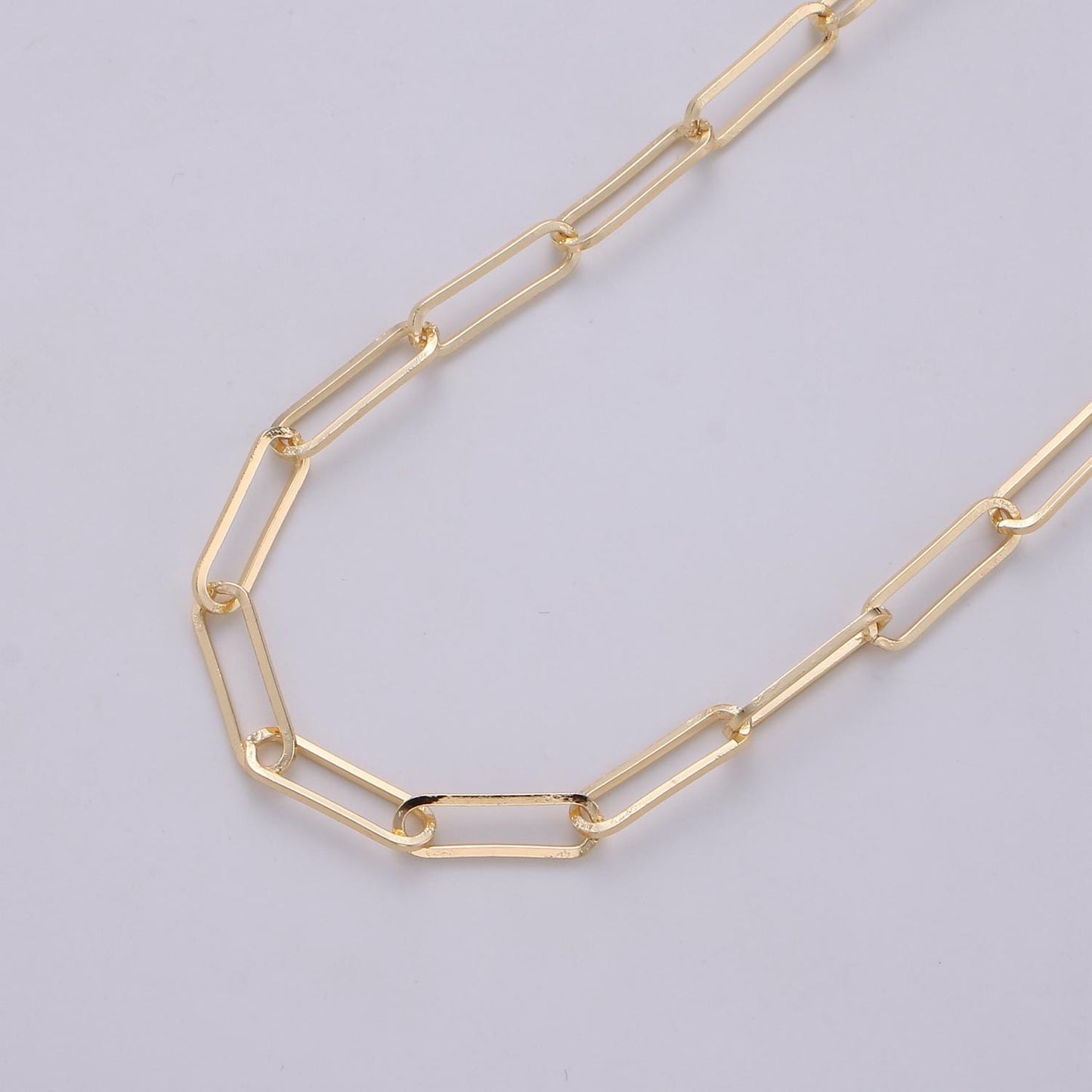 Chunky 24k gold filled elongated thick paper clip chain, rectangular 17mm x 4mm paperclip chain for jewelry making | roll-252