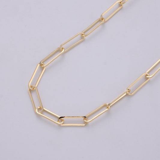 Chunky 24k gold filled elongated thick paper clip chain, rectangular 17mm x 4mm paperclip chain for jewelry making | roll-252