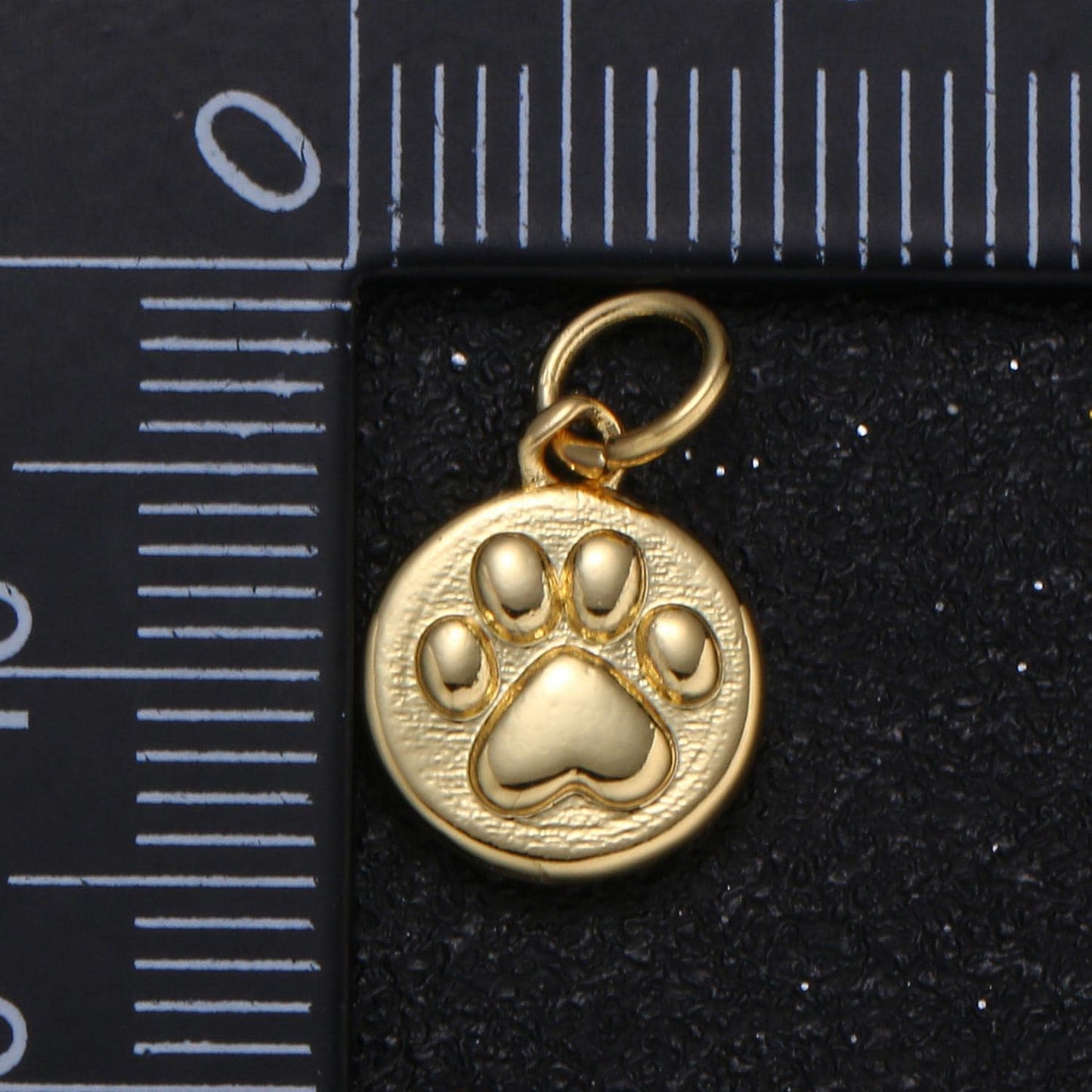 14K Gold Filled Embossed Dog Paw Print Coin Charm | GP109