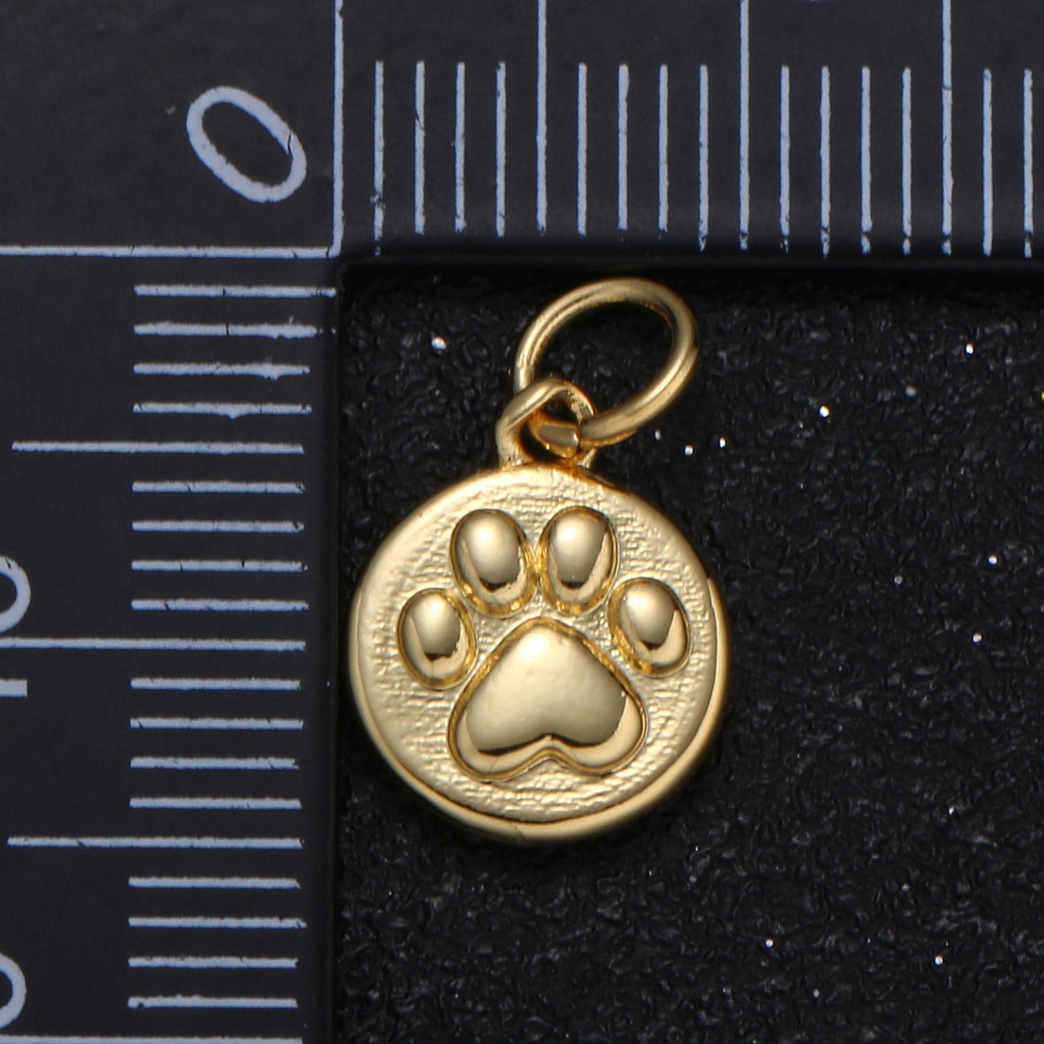 14K Gold Filled Embossed Dog Paw Print Coin Charm | GP109
