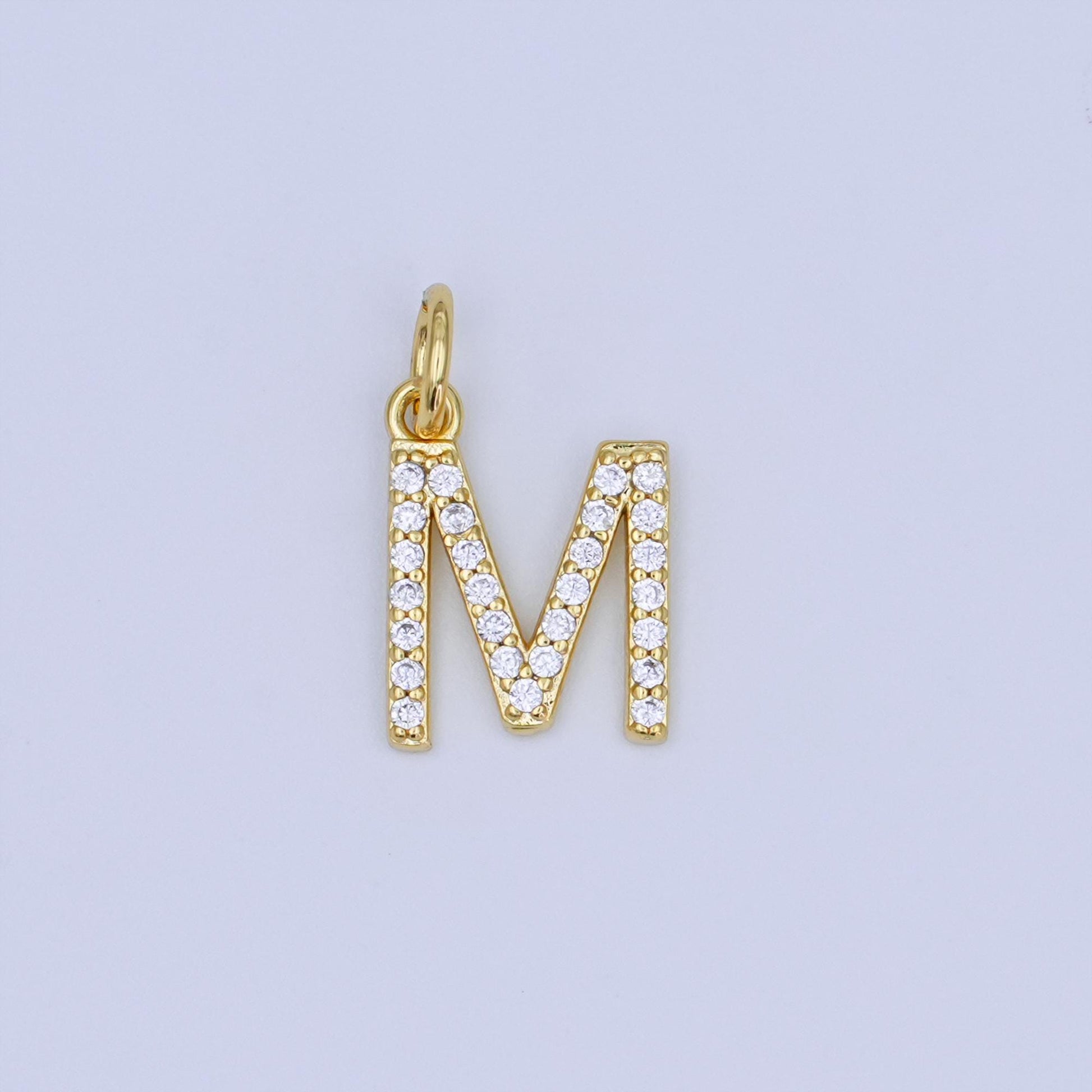 24k gold filled MOM Charm Micro Pave CZ Word for bracelet necklace component add on charm | N-045