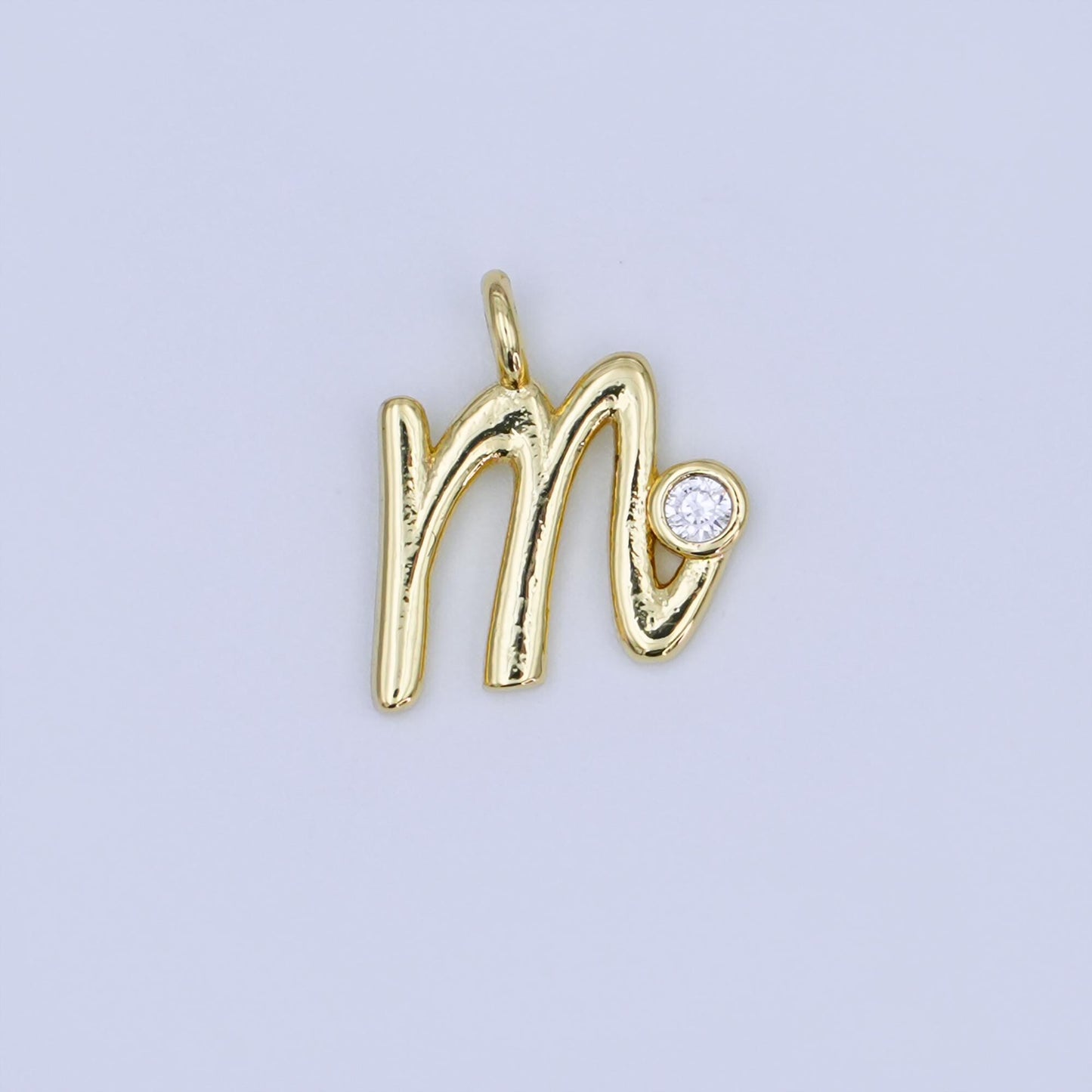 24k gold filled Cursive MOM Charm Micro Pave CZ Word for bracelet necklace component add on charm | N-048
