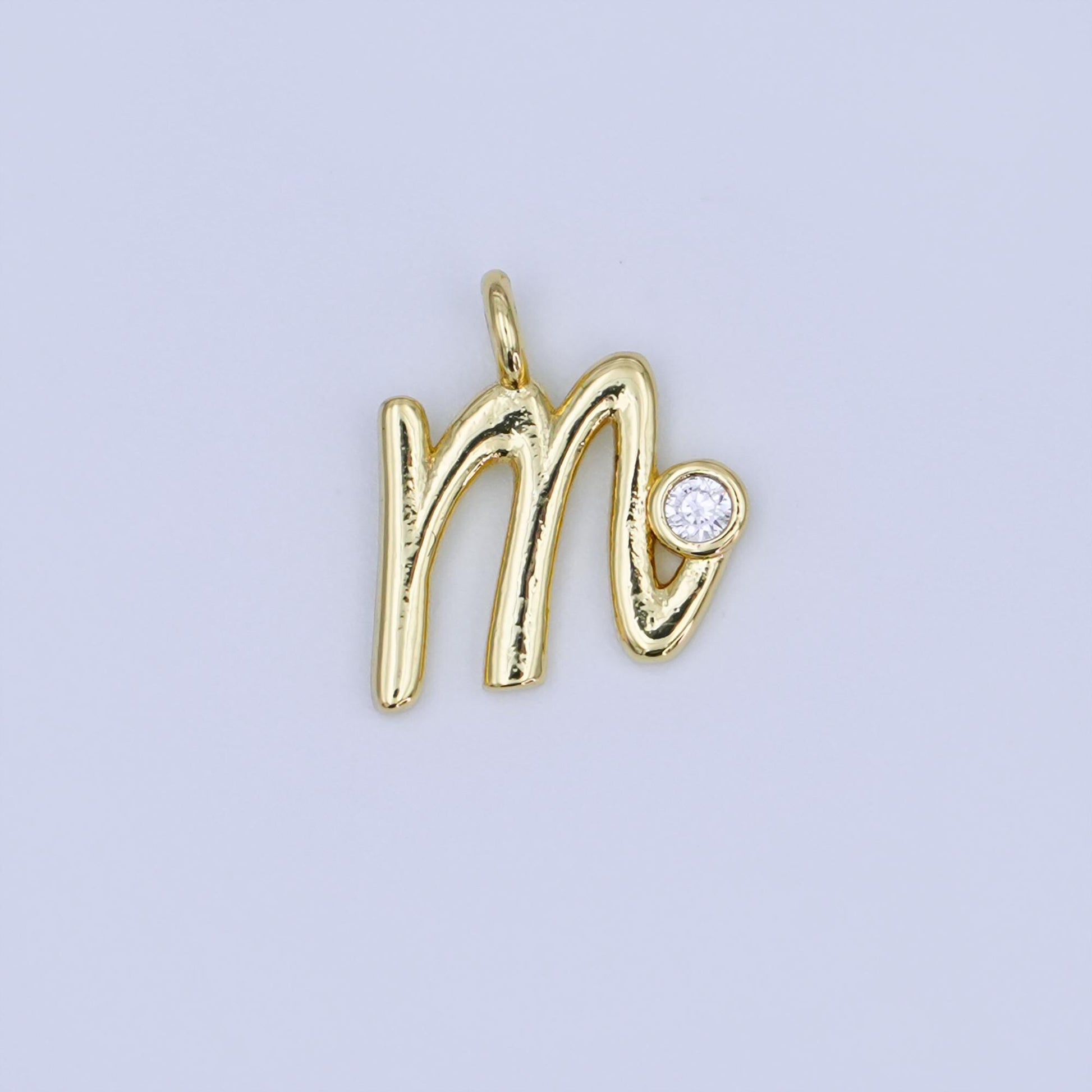 24k gold filled Cursive MOM Charm Micro Pave CZ Word for bracelet necklace component add on charm | N-048