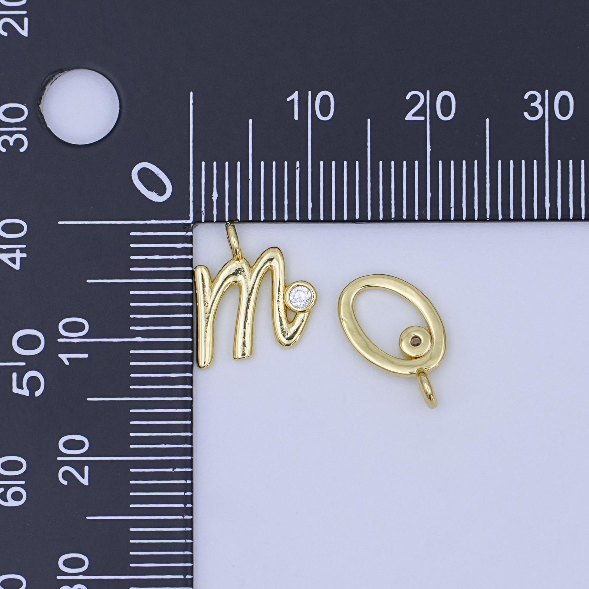 24k gold filled Cursive MOM Charm Micro Pave CZ Word for bracelet necklace component add on charm | N-048