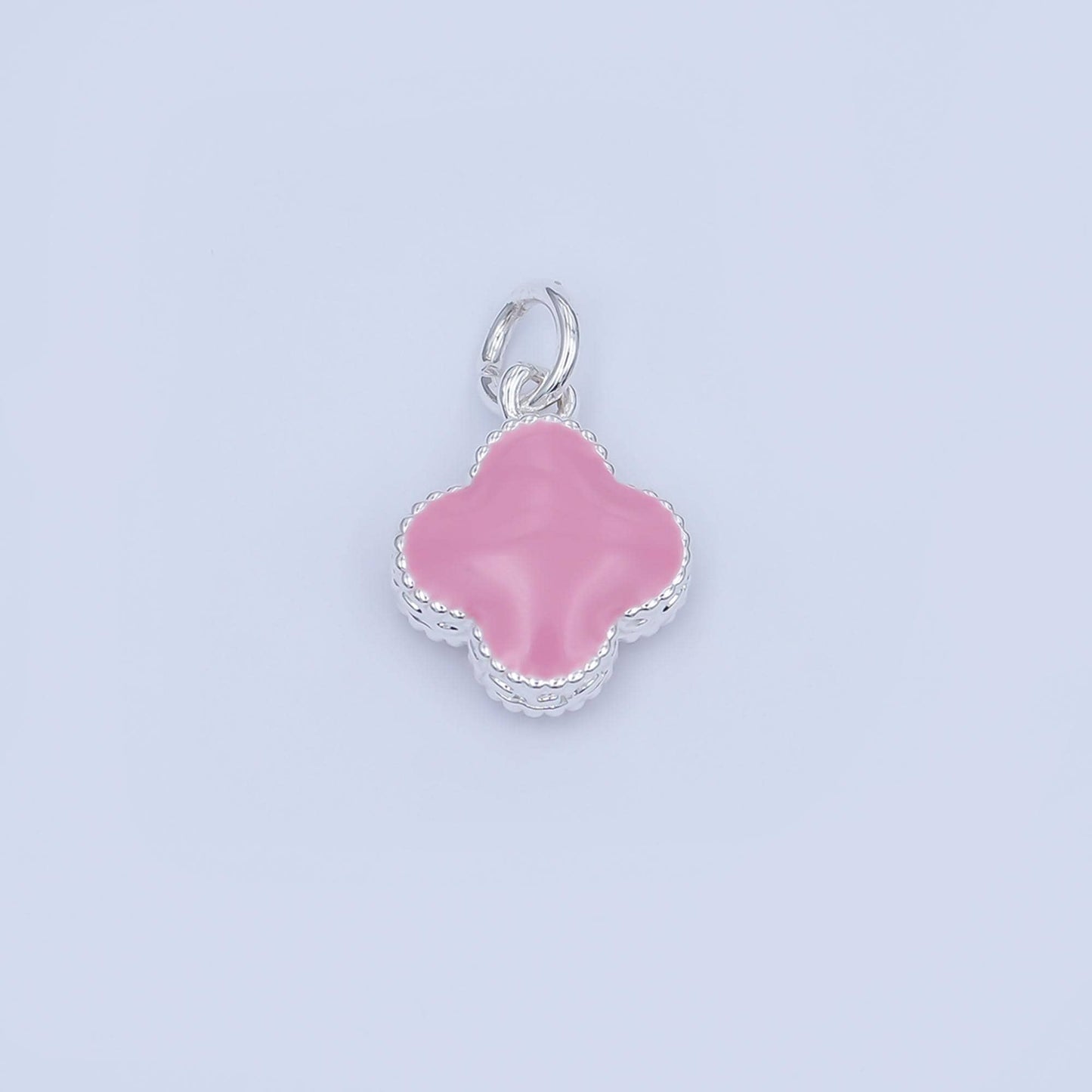 Gold Clover Charm 14K Gold Filled Colorful Enamel Quatrefoil Pendant Lucky Charm | C-693