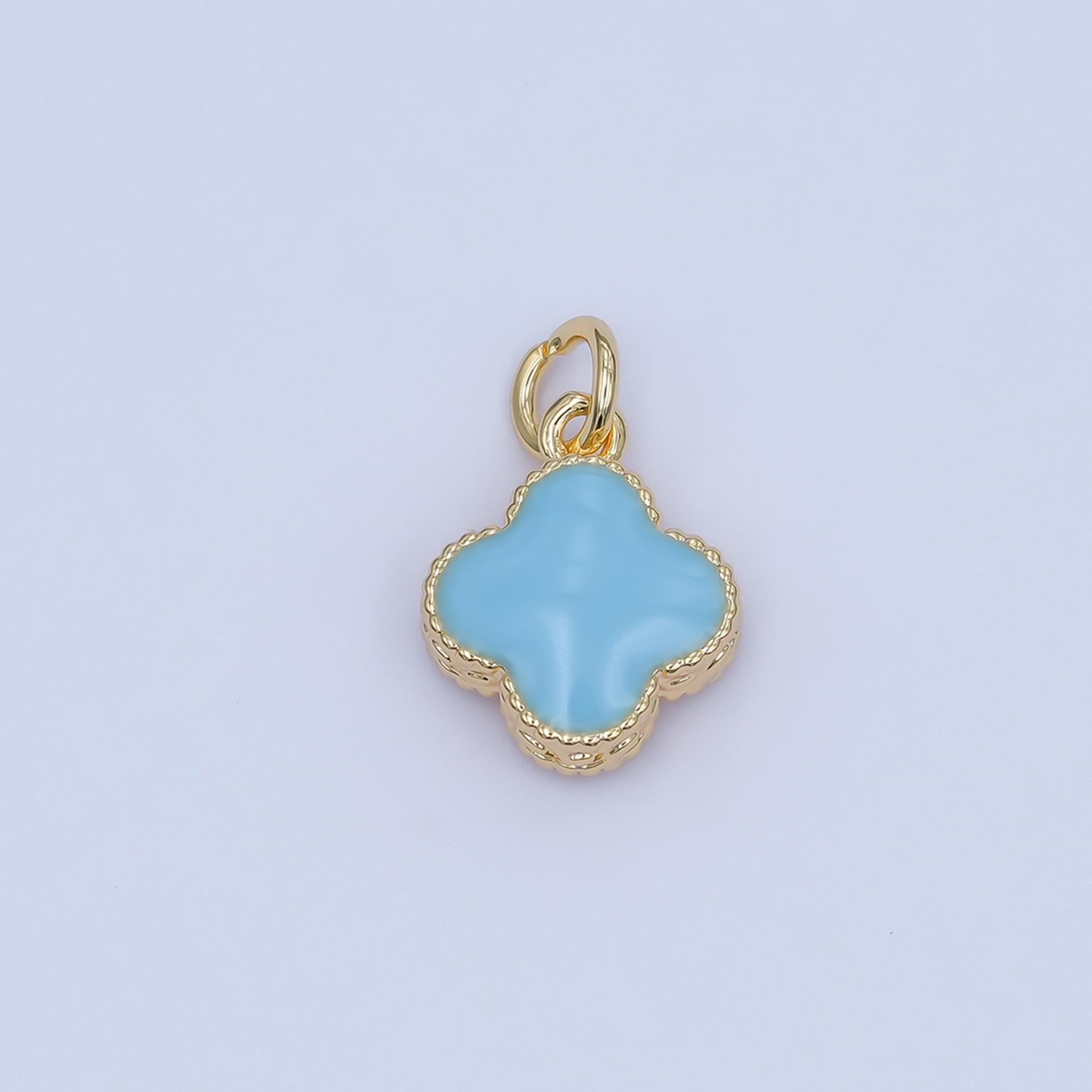 Gold Clover Charm 14K Gold Filled Colorful Enamel Quatrefoil Pendant Lucky Charm | C-693