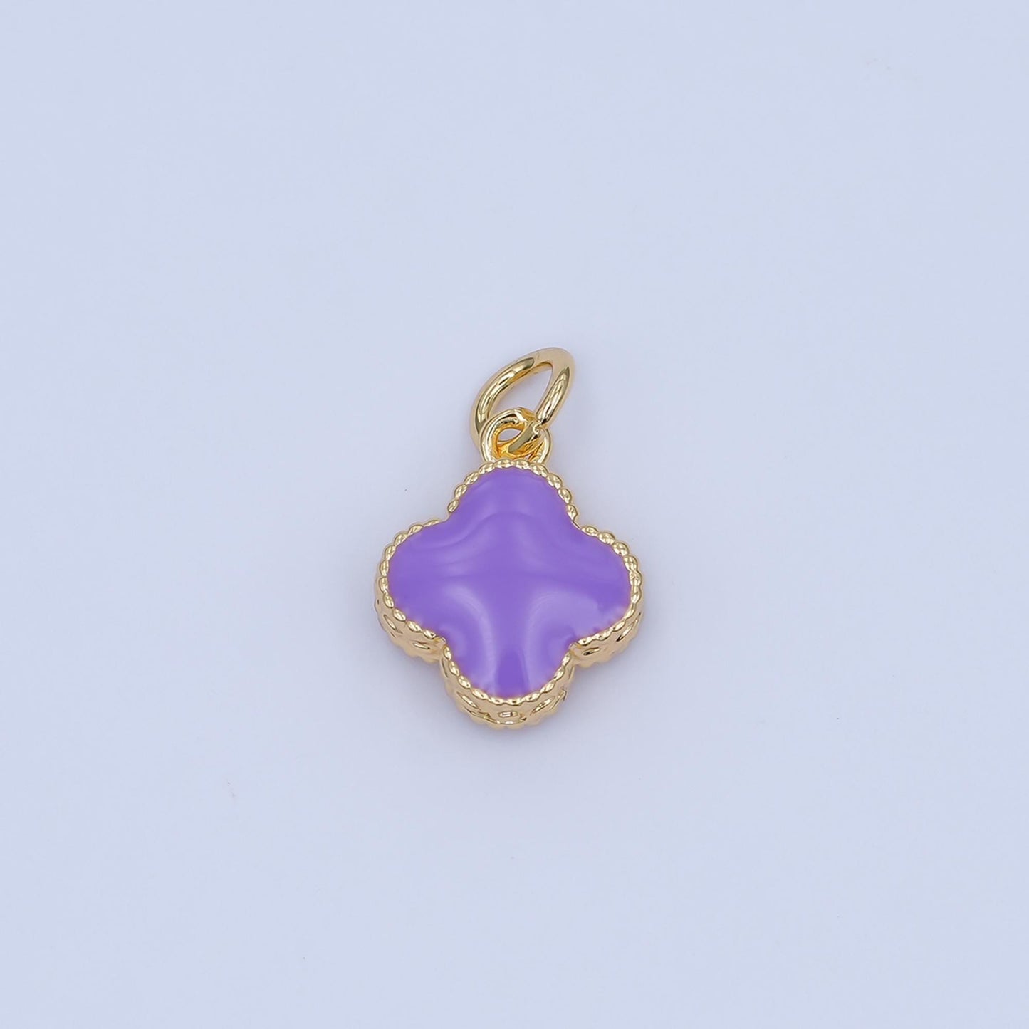 Gold Clover Charm 14K Gold Filled Colorful Enamel Quatrefoil Pendant Lucky Charm | C-693