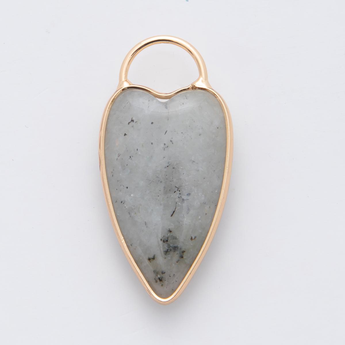 18K Gold Filled Clear Quartz, Grey Agate, Rose Quartz, Amethyst Heart Charm Gemstone Pendant | X250 - X323