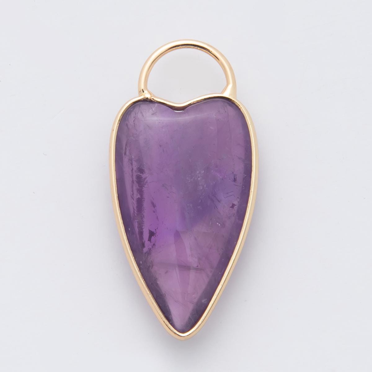 18K Gold Filled Clear Quartz, Grey Agate, Rose Quartz, Amethyst Heart Charm Gemstone Pendant | X250 - X323