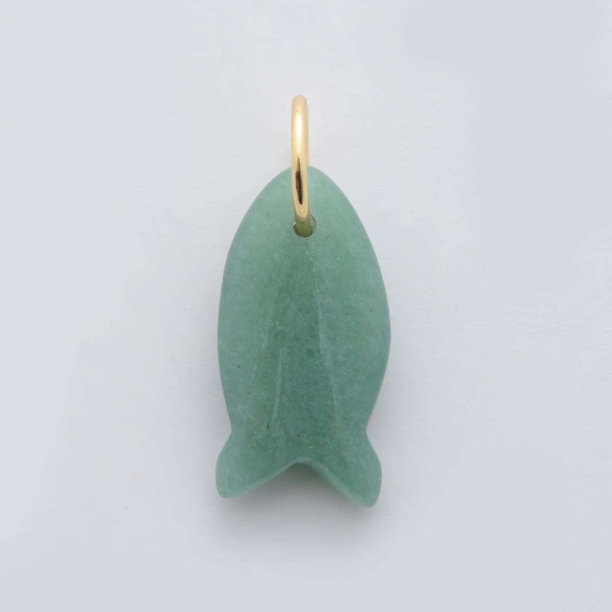 Natural Gemstone Fish Pendant Dainty Fish Stone Charm for Necklace Bracelet Jewelry Making Supply 18k Gold Filled Charm C317