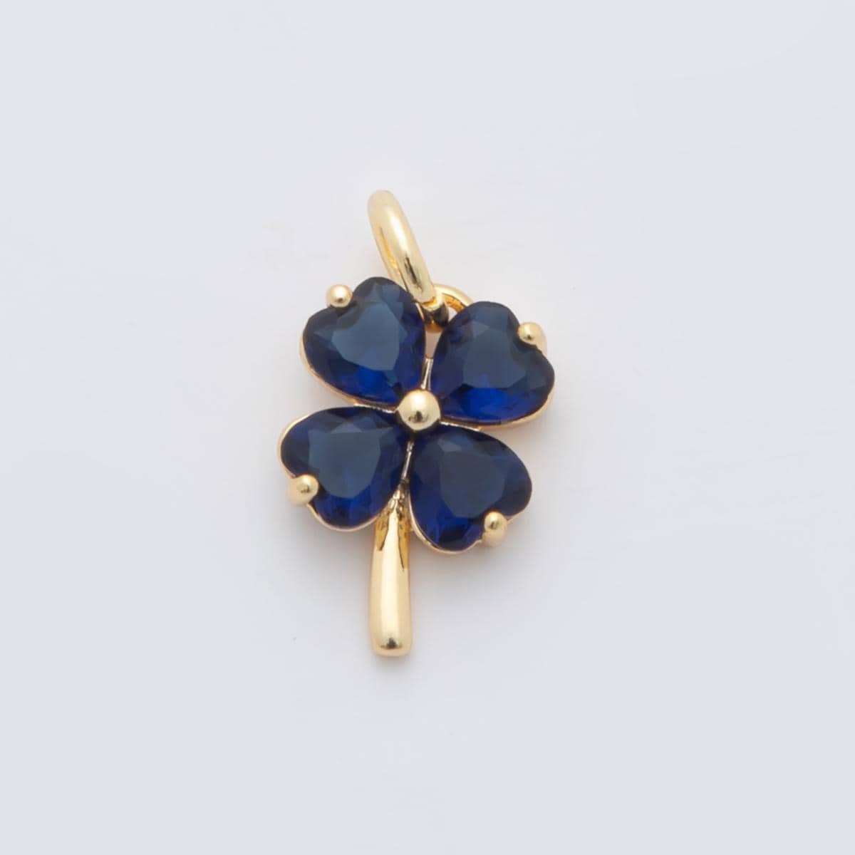 18K Gold Filled Multicolor, Pink, Blue, Green, Fuchsia CZ Clover Charm for Lucky Jewelry Pendant | X332 - X477
