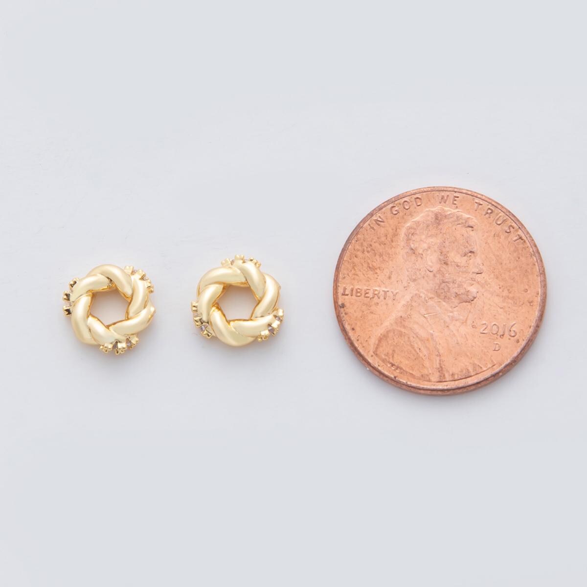 18K Gold Filled 8mm CZ Cluster Twist Croissant Bead Spacer | B733