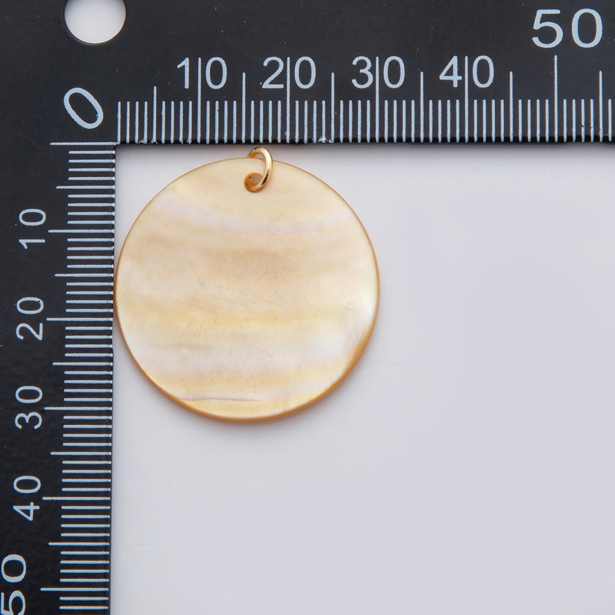 24K Gold Filled 32mm Mother of Pearl Round Charm for Summer Beach Jewelry Making Supply MOP Coin Charm | D544