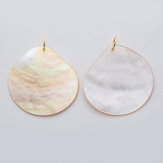 24K Gold Filled 53.5mm White Mother of Pearl Geometric Charm | D580