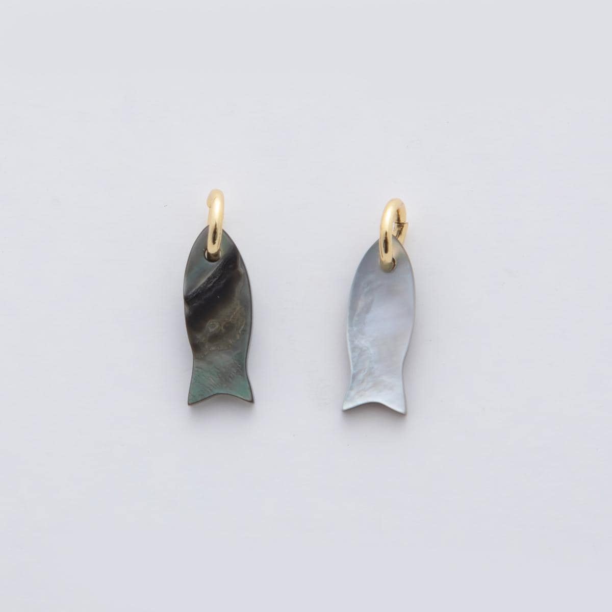 Mini 24K Gold Filled 15mm Abalone Gemstone Fish Charm for Bracelet Necklace Earring Supply Component | D264