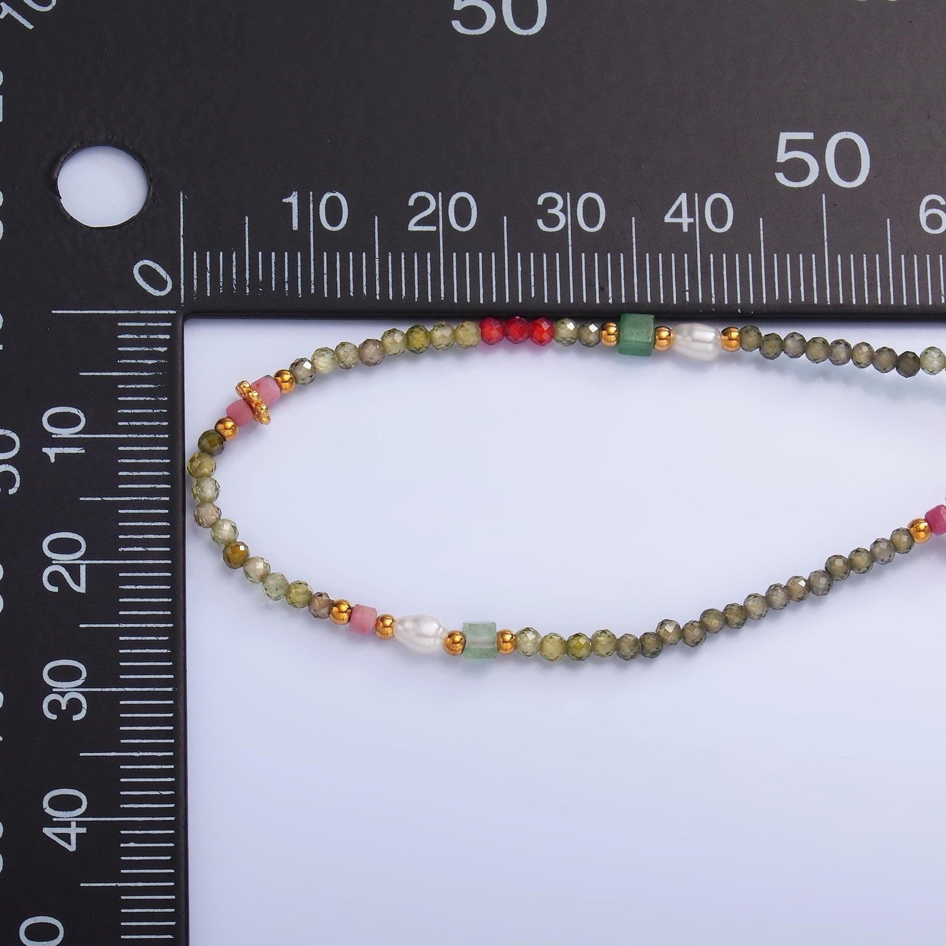 Handmade Colorful Green Glass Beaded Necklace Pearl Gemstone Rondell Beads Necklace | WA-3098