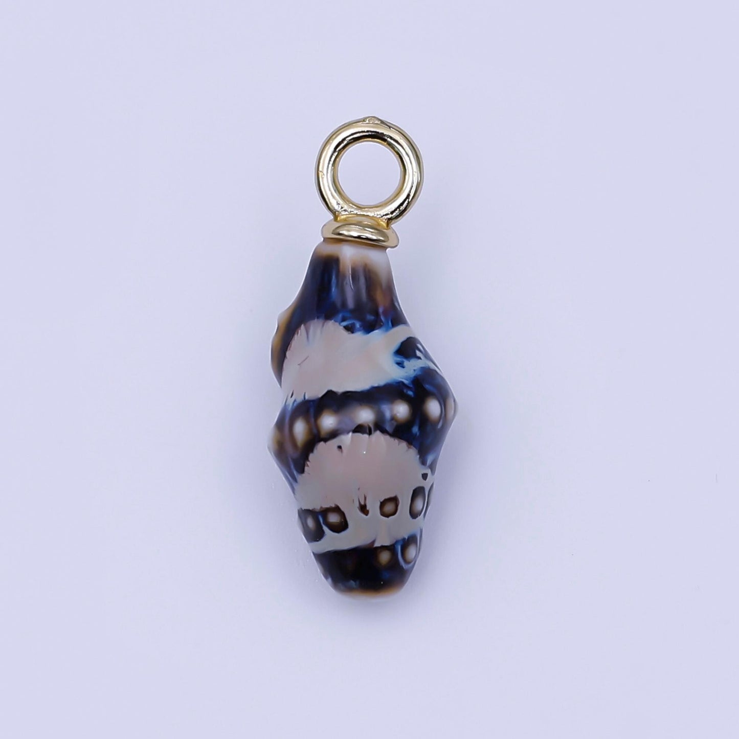 Mini Ceramic Conch Sea Shell Pendant 24K Gold Filled Under the Sea Snail Conch Flyspeck Cerith Shell Summer Beach Charm | N-104
