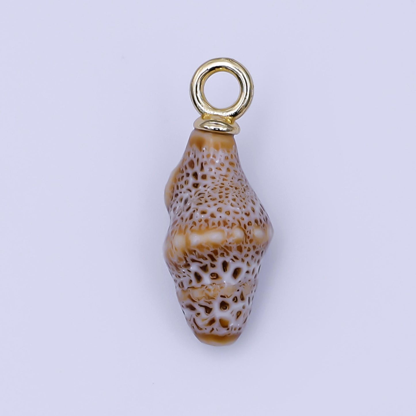 Mini Ceramic Conch Sea Shell Pendant 24K Gold Filled Under the Sea Snail Conch Flyspeck Cerith Shell Summer Beach Charm | N-104