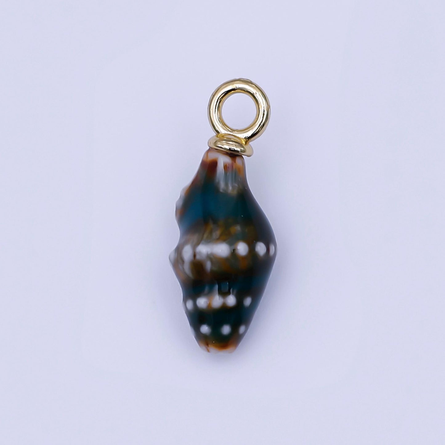 Mini Ceramic Conch Sea Shell Pendant 24K Gold Filled Under the Sea Snail Conch Flyspeck Cerith Shell Summer Beach Charm | N-104