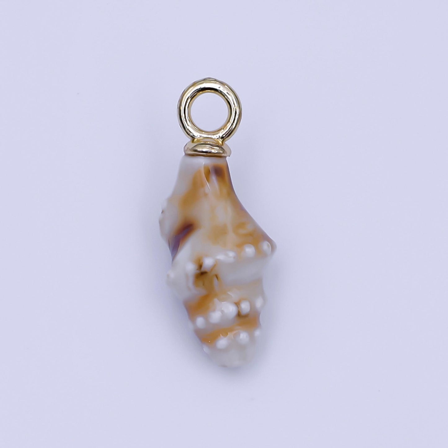 Mini Ceramic Conch Sea Shell Pendant 24K Gold Filled Under the Sea Snail Conch Flyspeck Cerith Shell Summer Beach Charm | N-104