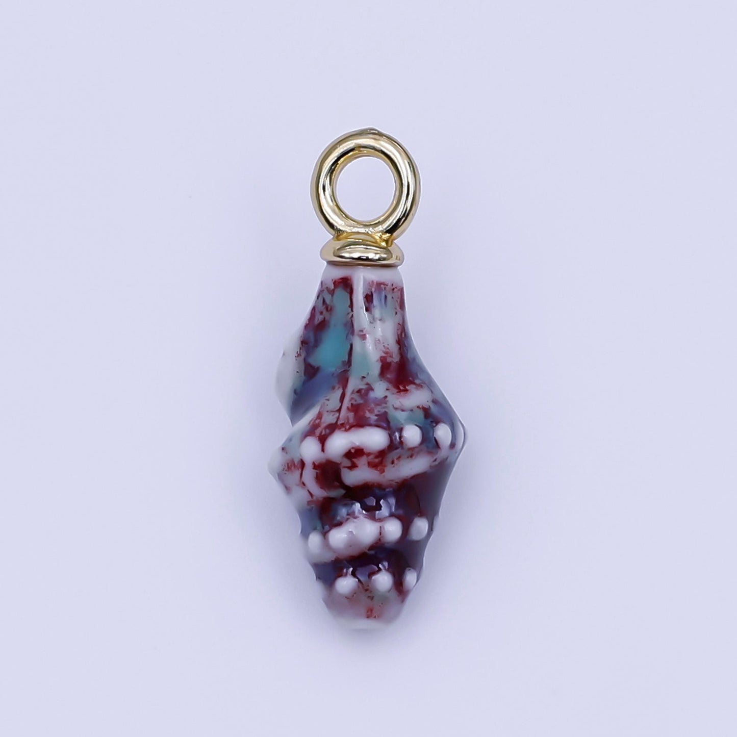 Mini Ceramic Conch Sea Shell Pendant 24K Gold Filled Under the Sea Snail Conch Flyspeck Cerith Shell Summer Beach Charm | N-104