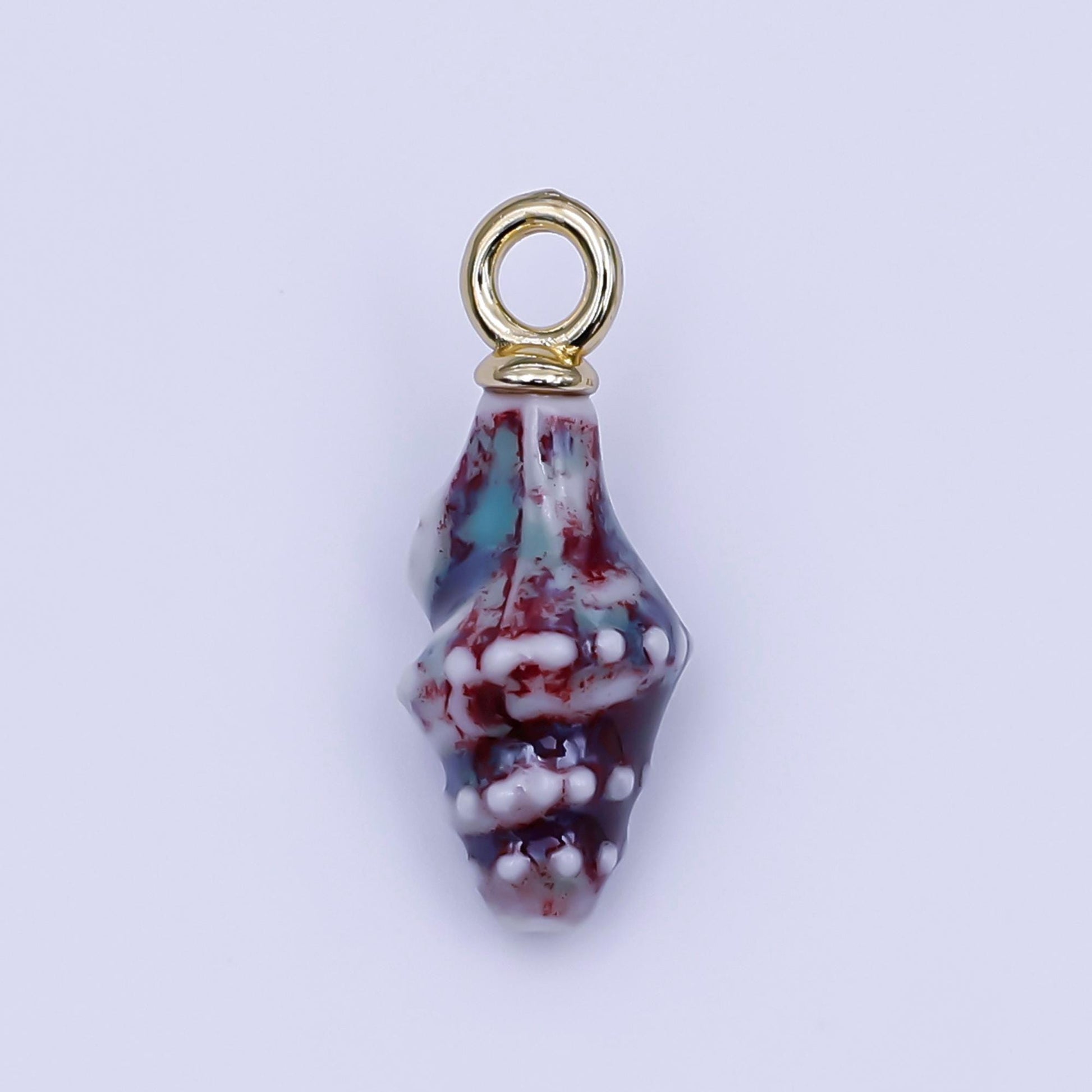 Mini Ceramic Conch Sea Shell Pendant 24K Gold Filled Under the Sea Snail Conch Flyspeck Cerith Shell Summer Beach Charm | N-104