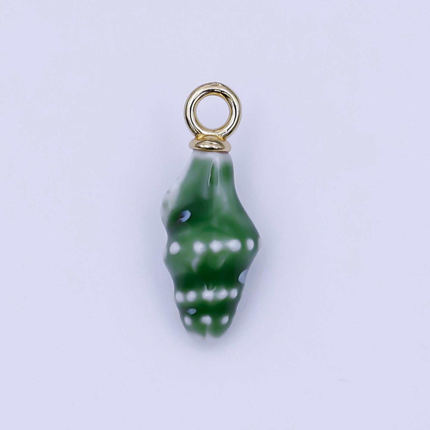 Mini Ceramic Conch Sea Shell Pendant 24K Gold Filled Under the Sea Snail Conch Flyspeck Cerith Shell Summer Beach Charm | N-104