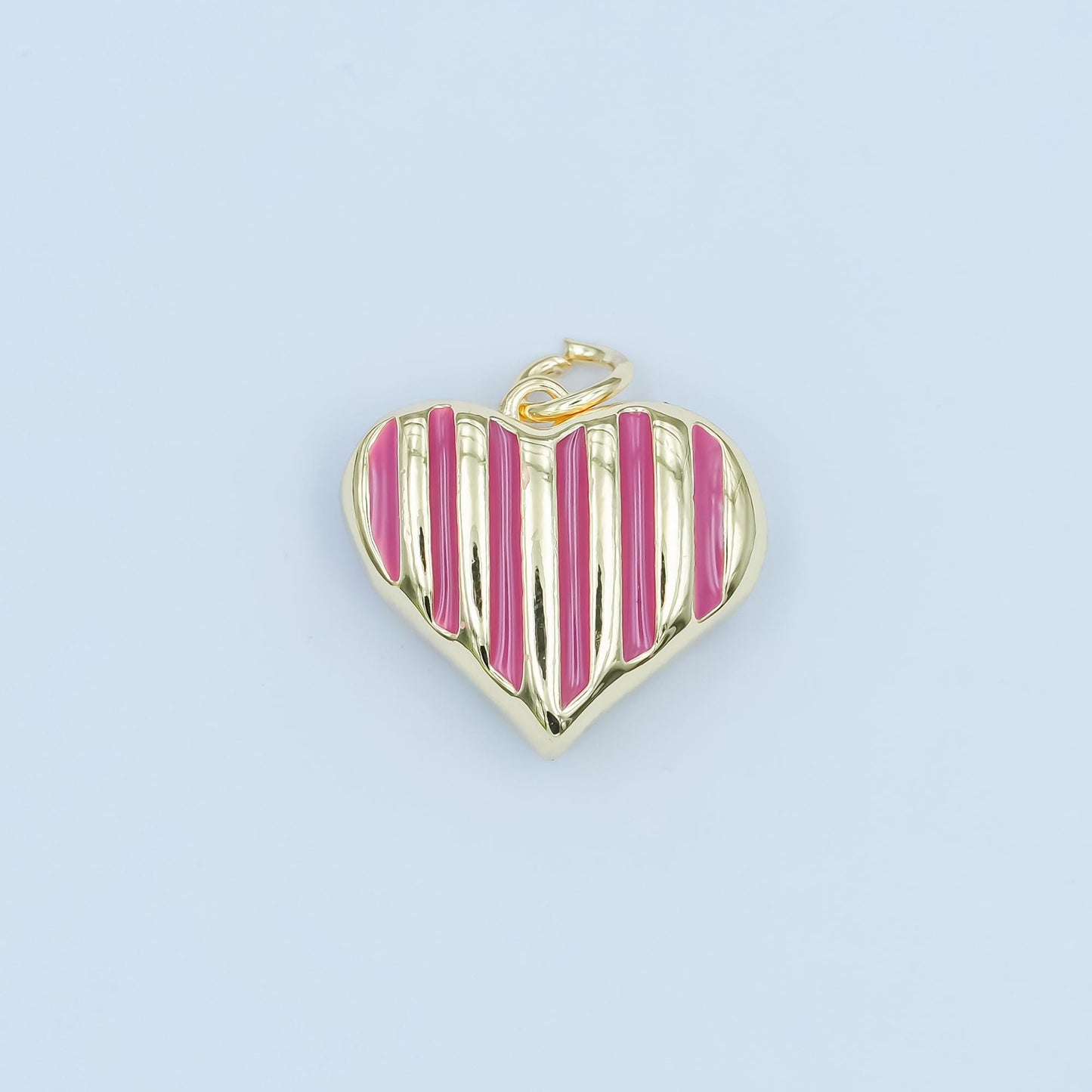 24k gold fill enamel heart shaped pendant Zebra Print Heart Charm Pink Black Stripes Pendant N135