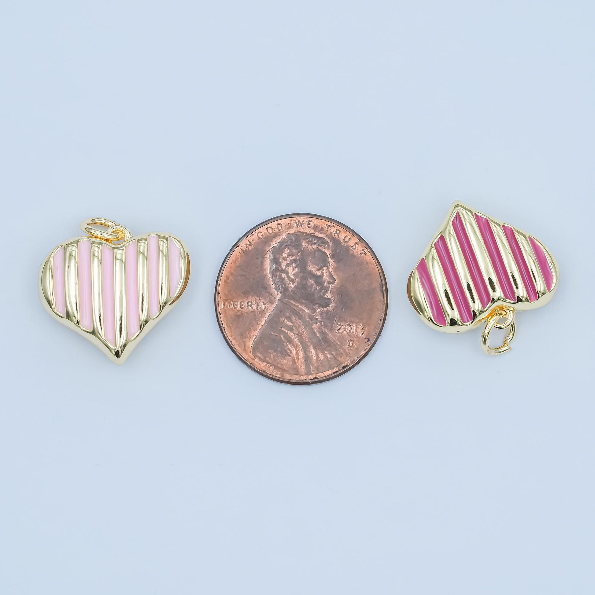 24k gold fill enamel heart shaped pendant Zebra Print Heart Charm Pink Black Stripes Pendant N135