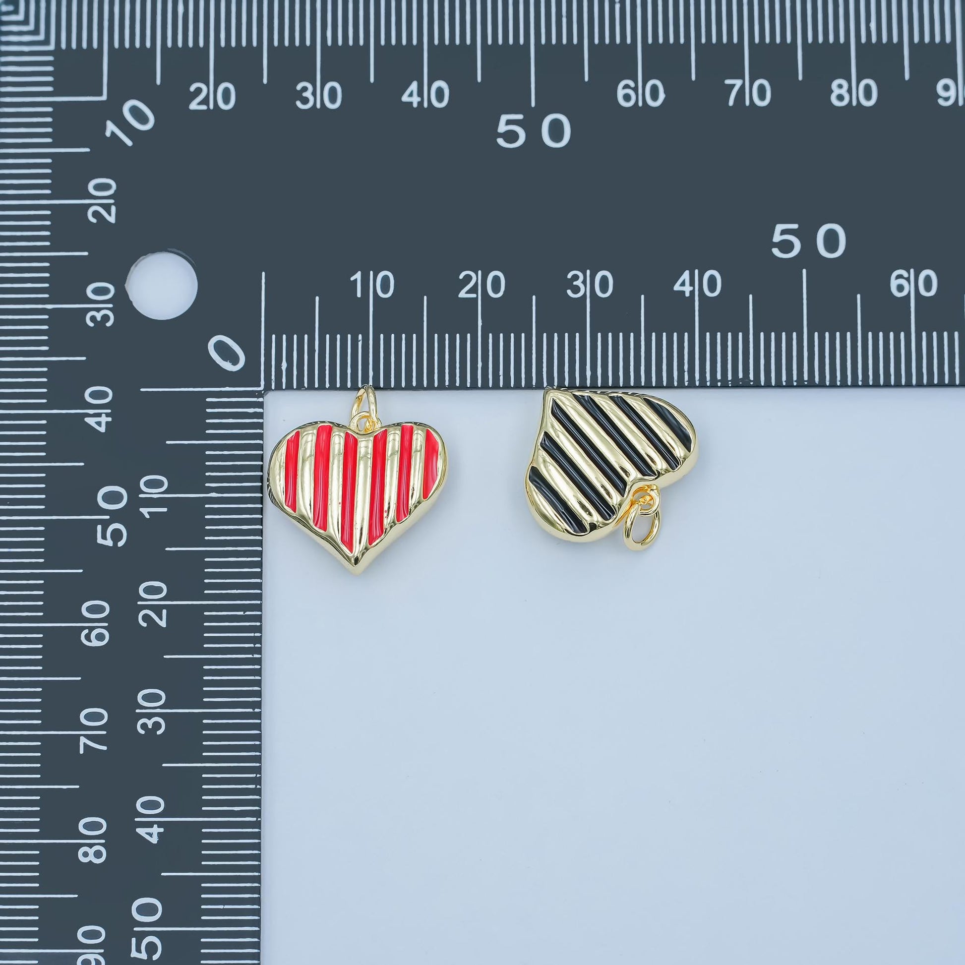24k gold fill enamel heart shaped pendant Zebra Print Heart Charm Pink Black Stripes Pendant N135