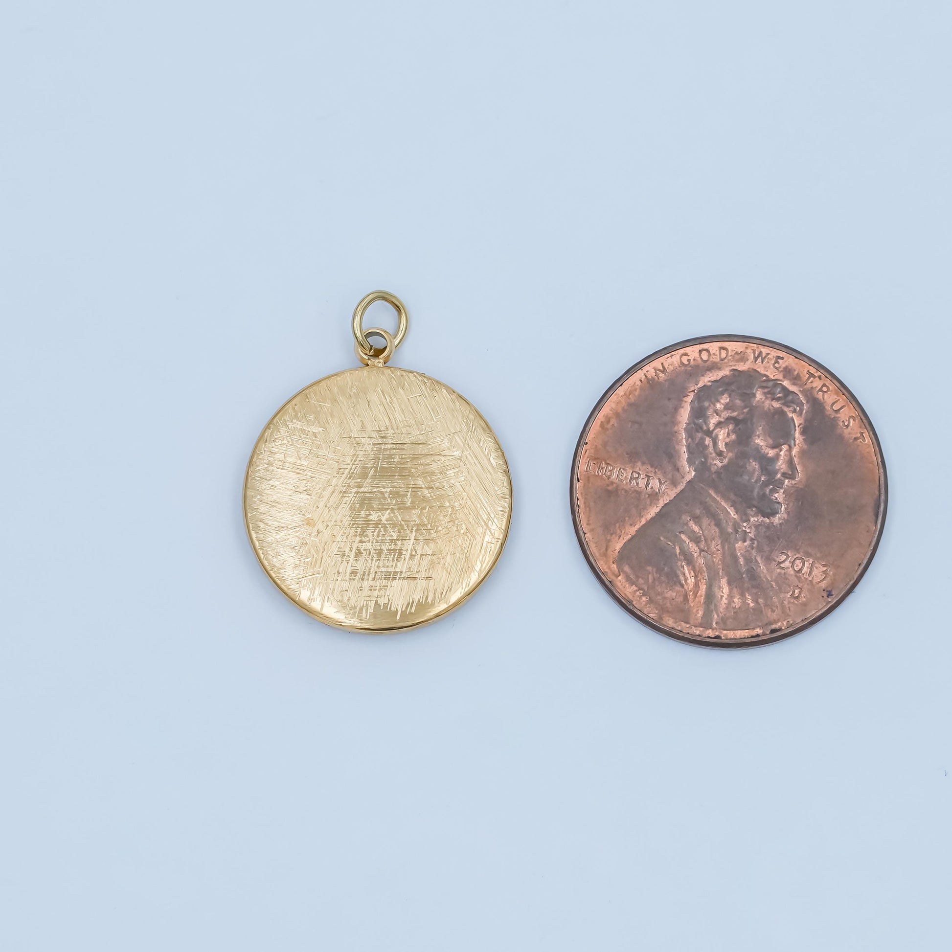 Stainless Steel Coin Line-Textured Geometric Charm for Necklace Earring Component | P-782