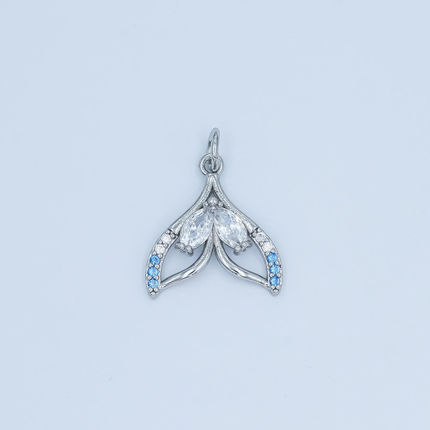 14k gold filled Clear marquise micro paved cz whale tail pearl mermaid tail charm pendant mermaid inspired | C-815