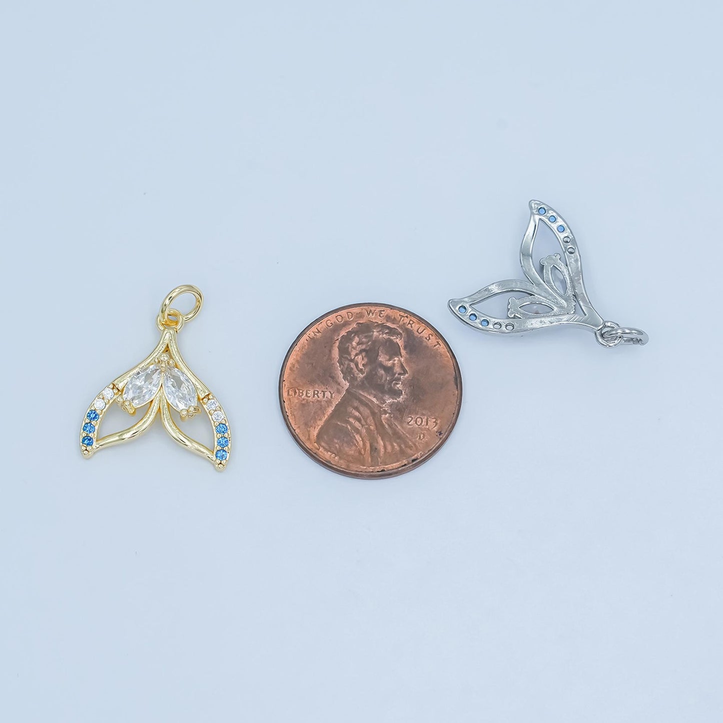 14k gold filled Clear marquise micro paved cz whale tail pearl mermaid tail charm pendant mermaid inspired | C-815