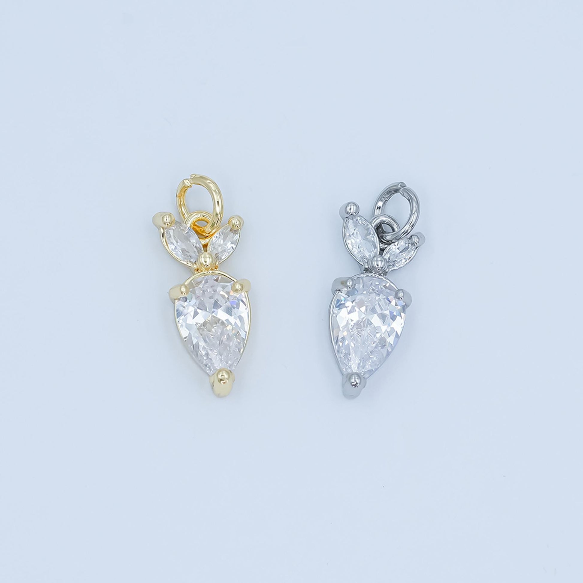 24K Gold Filled Clear CZ Carrot Charm in Gold & Silver Easter Jewelry Inspired | C864