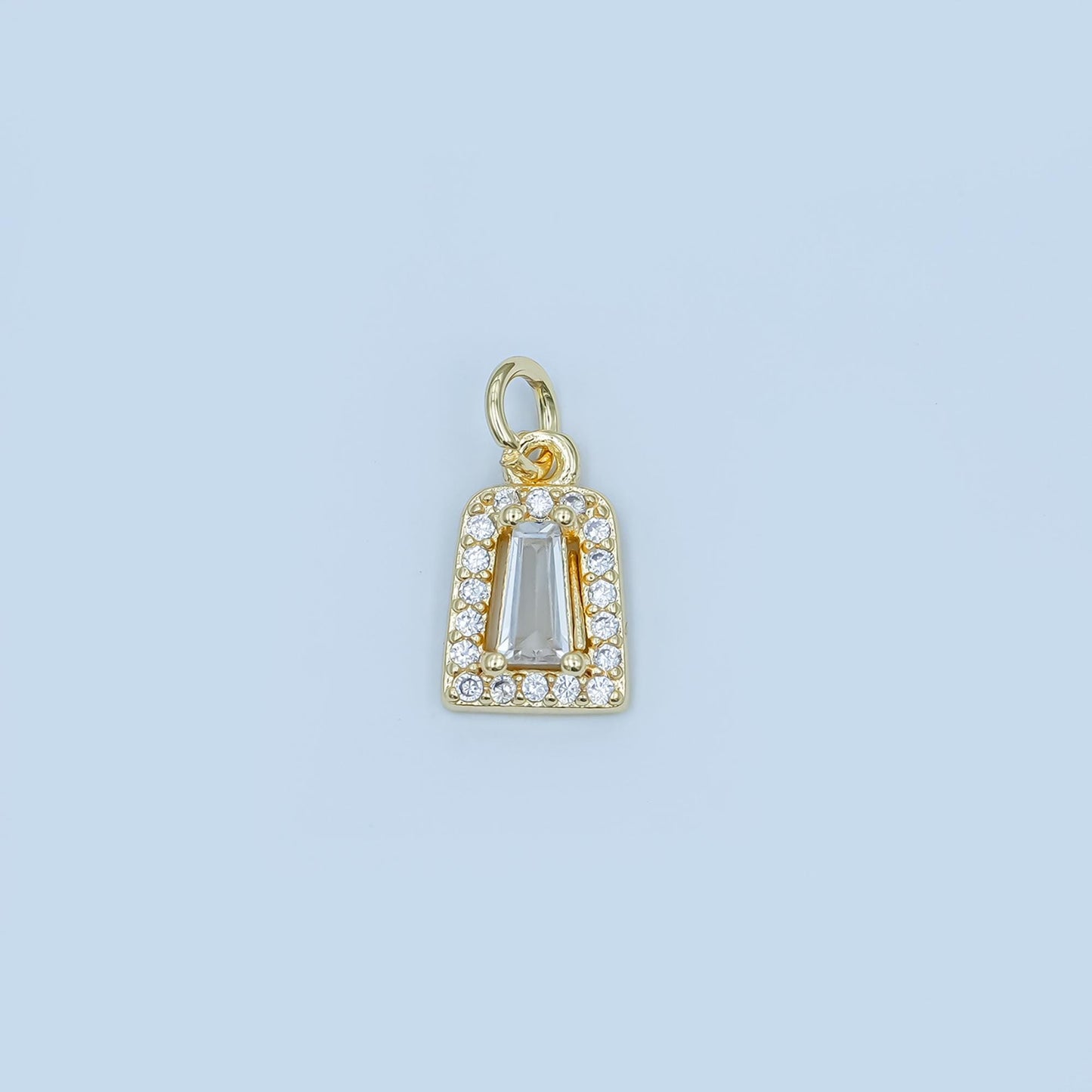 Rectangle Baguette Pendant Charm in Gold or Silver – Crystal Framed Necklace Charm – Classic Elegant Jewelry Accent E165