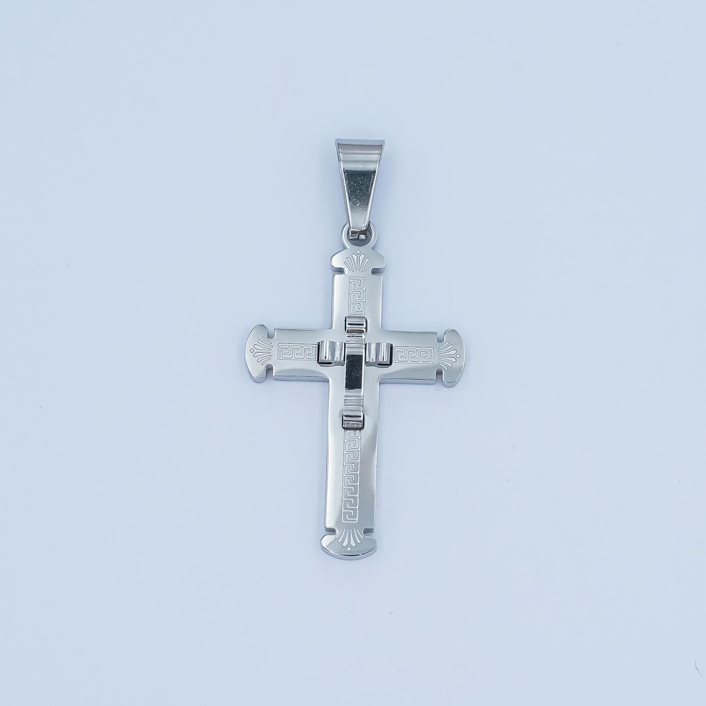 PVD Gold Stainless Steel Cross Pendant with Jesus Gold & Silver Christian Necklace Religious Jewelry, Men’s Faith Pendant Catholic P-626